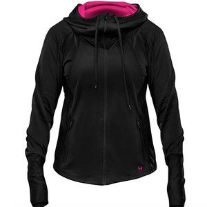 HYLETE Women's Accent Hooded Jacket Black Pink L